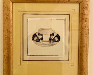 Item 385b Blue Tea Cup Framed and Matted: $75