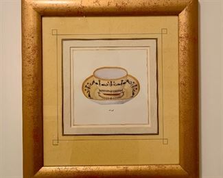 Item 385a:  (2) Yellow Tea Cup, Framed and Matted:  $75/Each