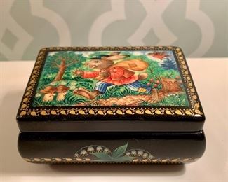 Item 406:  Hand painted wood trinket box very small:  $18