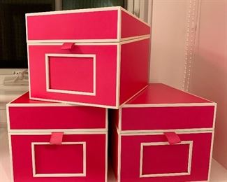 Item 408:  (3) Pink storage boxes:  $22