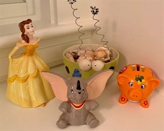 Item 412:  Two Disney characters and one orange piggy bank:  $20