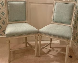 Item 416:  (2) Upholstered chairs - 19.5"l x 16"w x 34.75"h:  $250/Pair