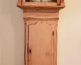 Item 450:  Antique W. Flather Grandfather Clock - England- this clock is now battery operated and has no pendulum or weights: $400