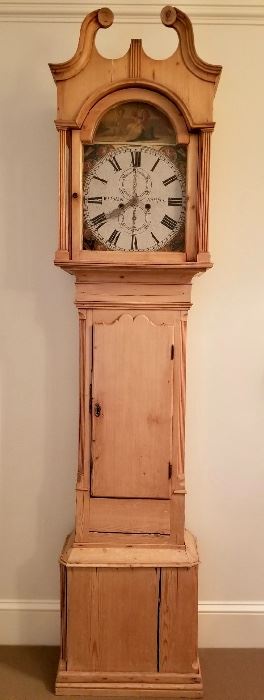 Item 450:  Antique W. Flather Grandfather Clock - England- this clock is now battery operated and has no pendulum or weights: $400