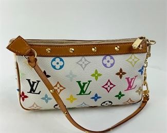 This Louis Vuitton Multicolor Pochette bag is available for purchase at:       https://scavengersparadiseestatesales.com