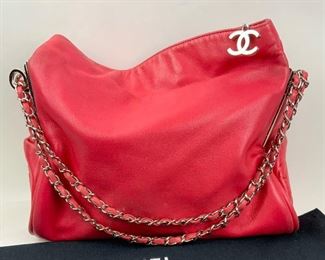 This Chanel Pink bag is available for purchase at:       https://scavengersparadiseestatesales.com