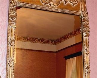 99 - Victorian Style Decorator Mirror with Carved Crown & Frame, 58 X 32