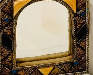 $30 - Inlaid stone mirror.  9”H x 8”W