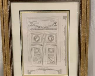 $60 each - Framed and matted doorframe architectural print #2; 17”H x 14”W