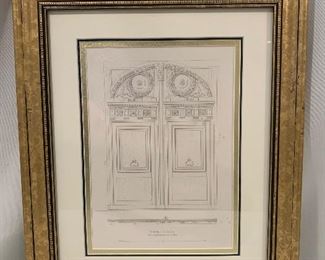 Framed and matted doorframe architectural print #5; 17“H x 14”W