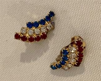 $10; Fashion clip on rhinestone red/white/blue earrings.  Approx 3/4” each.