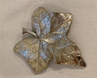 $15; Maurice Milleur pewter ivy pin.  Approx 2” long.