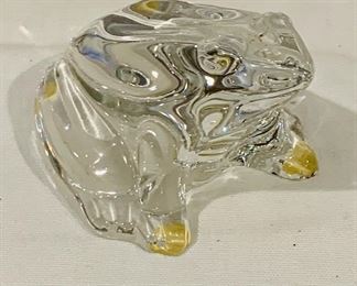 $60; Baccarat crystal frog figurine; marked; approx 5” long