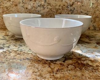 $50 - 3 Juliska Cereal/Ice Cream Bowls Berry and Thread Whitewash - Width: 6 in
Height: 3 1/2 in
Crafted in Portugal