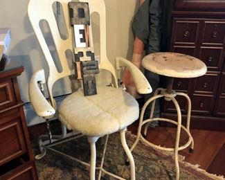 Antique Dentist chair & stool