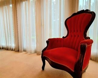 Red Velvet Victorian Arm Chair