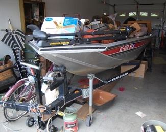 Bass Tracker Boat with trailer and motor and trolling motor and fish finder