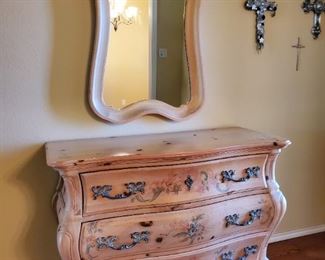 Beautiful hand-painted dresser and mirror