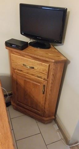 Corner oak cabinet