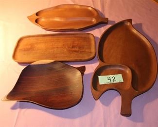 42 - Wood trays was $8 set 4, now $6