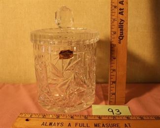 93 - Crystal jar $10 Marked lead crystal - NOW $8