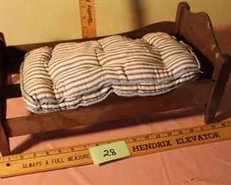 28 - Doll bed was $20. Oak w/ mattress, NOW $15