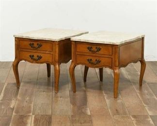 Pair Of Nightstands With Removable Marble Tops 