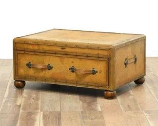 Large Vintage Trunk Or Accent Table With Single Drawer 