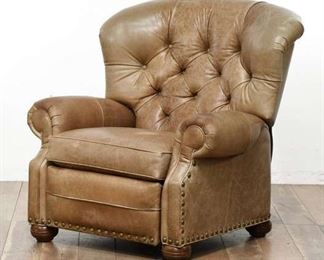 Ethan Allen Leather Writer'S-Style Recliner Chair