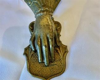 $20 - Antique brass lady's hand desk clip; 5 1/4 in. (L) x 2 1/2 in. (W)