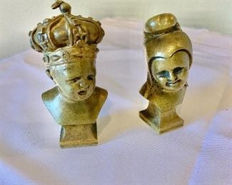 $60; Pair decorative brass paperweights; left-3 1/2 in. (H); right-3 1/4 in. (H)