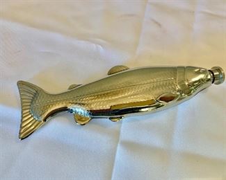 $20 - Fish flask; unmarked metal; 8  in. (L) x 2 1/2 in. (W)