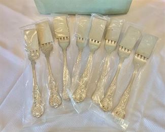 $30 - 10 silverplate dinner forks with box; USN with anchor and rope; International Silver Co.; each 8 in. (L)
