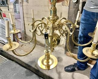 $150; Brass eight light chandelier; 36 in. (W) x 30 in. (H)