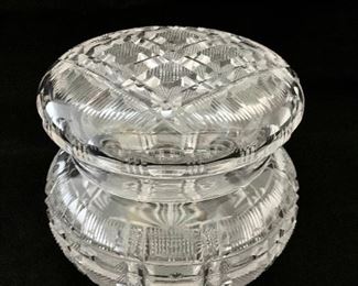 $40; Cut crystal covered container; 3 3/4 in. (H) x 4 1/2 in. (diameter)