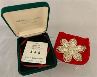$60 Reed and Barton sterling silver 1998 Francis I snowflake Christmas ornament with box; 1 LEFT!