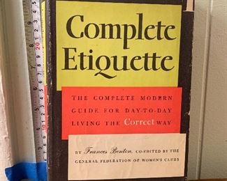 Vintage 1956 Hardcover Book: Complete Etiquette by Frances Benton - $10
Photo 1 of 3