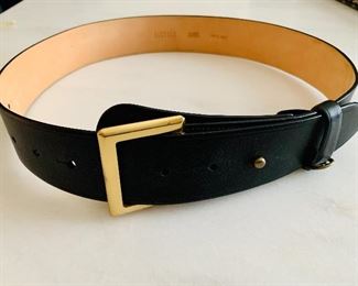 $40; Barneys New York black leather belt. Smallest size 26.5" to largest 35.5" (44" total length end to end)