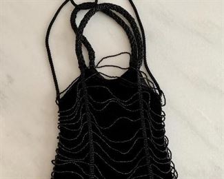 $20; Valerie Stevens black velvet and beaded evening bag, 9" H x 7" W 