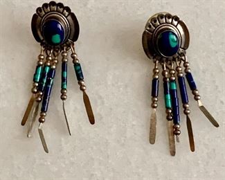 $38; Sterling silver and bead earrings; 2.75" long 