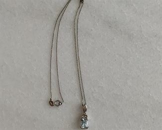 $20; Sterling silver necklace with gemstone pendant, 18" chain