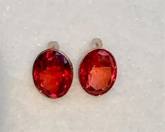 $24; Red stone earrings, 5/8" x 1/2"