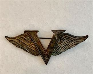 $12; Vintage WWI "Victory" pin; does not close (as is), 1.25" H x 3.25" W