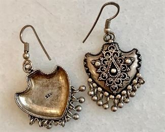Detail; Sterling Silver dangle earrings