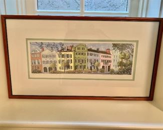 $165;  Detta Cutting Zimmerman giclee print Rainbow Row, Charleston, South Carolina; 12" H x 22" W