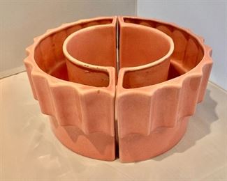 $20; Maddux of California 2-piece pink flower pot ring; 4.75" H x 9.75" W (a 5.5" diameter flower pot fits inside)  AS IS