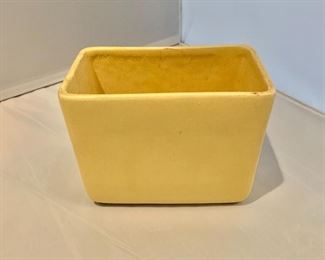 McCoy Vase #13 (yellow rectangular): 4" H x 5.5" W x 3.25" D