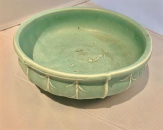 $15; NM green glazed shallow pot; 3" H x 8" diameter