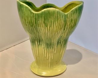 $30; McCoy Vase #9 green ombre; 9.5" H x 7" W x 4" W