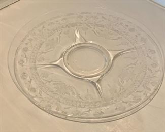 $20; Etched glass cake plate 10.5" diameter